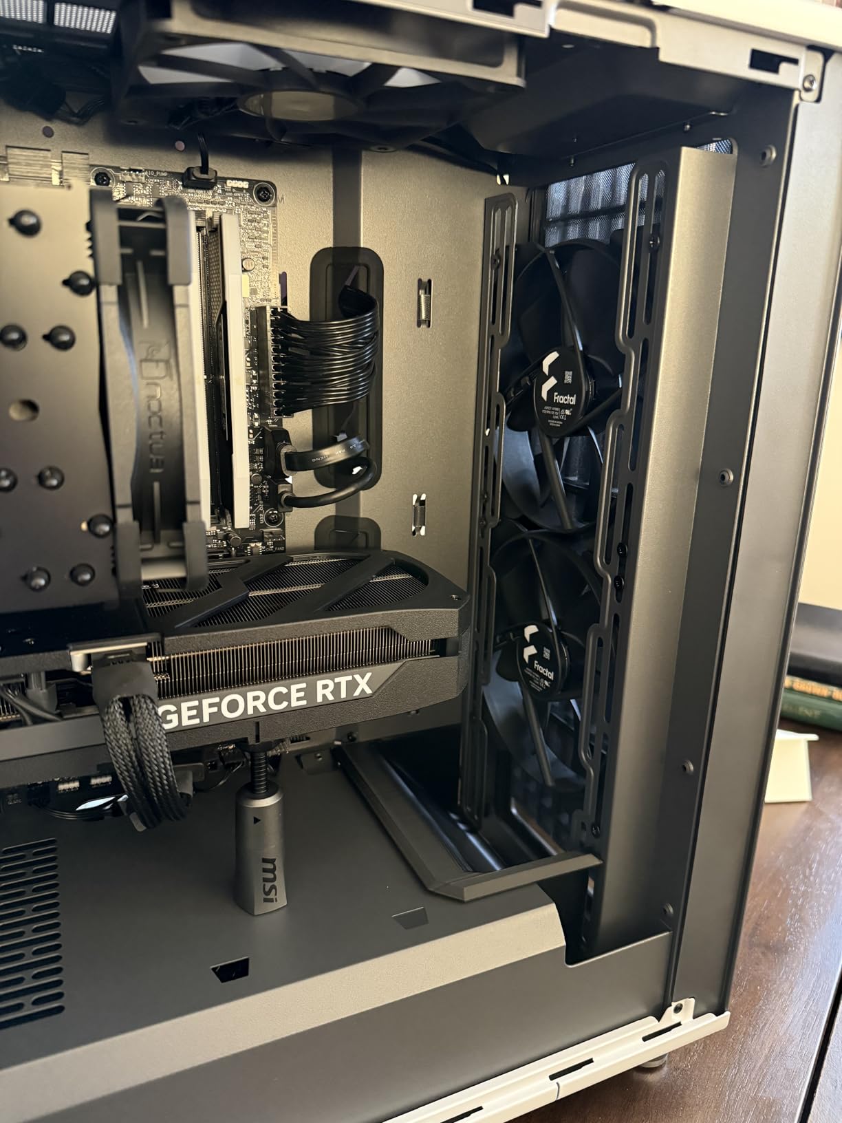 Fractal Design North Charcoal Black Tempered Glass Dark - Genuine Walnut Wood Front - Glass Side Panel - Two 140mm Aspect PWM Fans Included - Type C USB - ATX Airflow Mid Tower PC Gaming Case customer photo 1