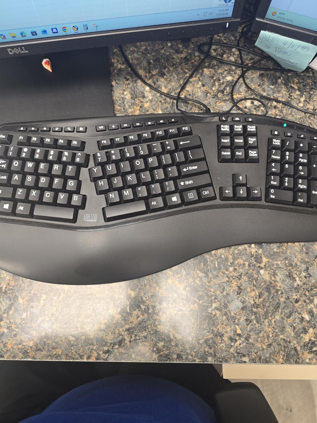 Adesso Ergonomic USB Keyboard, 105-Key US Layout AKB-150UB | Integrated Palm Rest, Split Key Design, Multimedia and Internet Hotkeys customer photo 1
