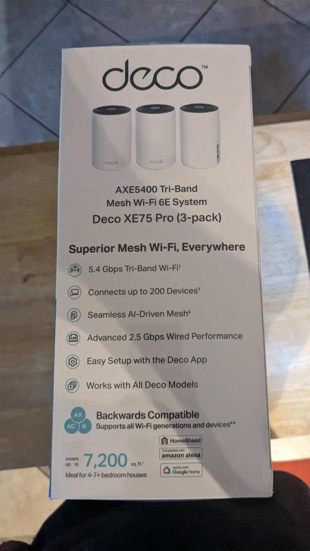 TP-Link Deco XE75 Pro AXE5400 Tri-Band WiFi 6E Mesh System - 2.5G WAN/LAN Port, Covers up to 5500 Sq.Ft, Replaces WiFi Router and Extender, AI-Driven Mesh, New 6GHz Band, 2-Pack customer photo 2