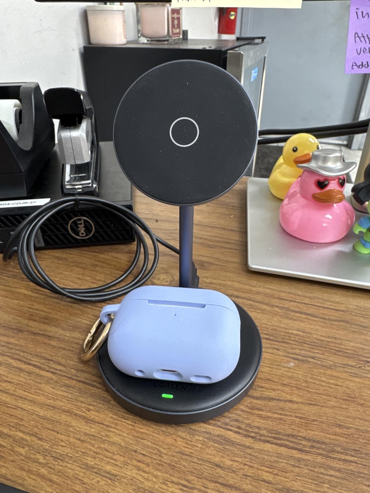 UGREEN MagFlow 2-in-1 MagSafe Compatible Wireless Charging Stand | Fast Wireless Charger for iPhone 12-17 Series and AirPods, 3FT Cable (Adapter Not Included) customer photo 1