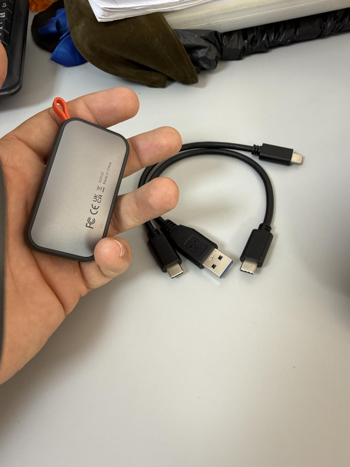 SSK Portable SSD 500GB External Solid State Hard Drive USB C Up to 1050MB/s | USB3.2 Gen2 A&C Cable, SMART & TRIM, 4KHDR ProRes, LED Light, OTG, iPhone 15/16/17Pro Wide Compatible, Aluminum customer photo 2