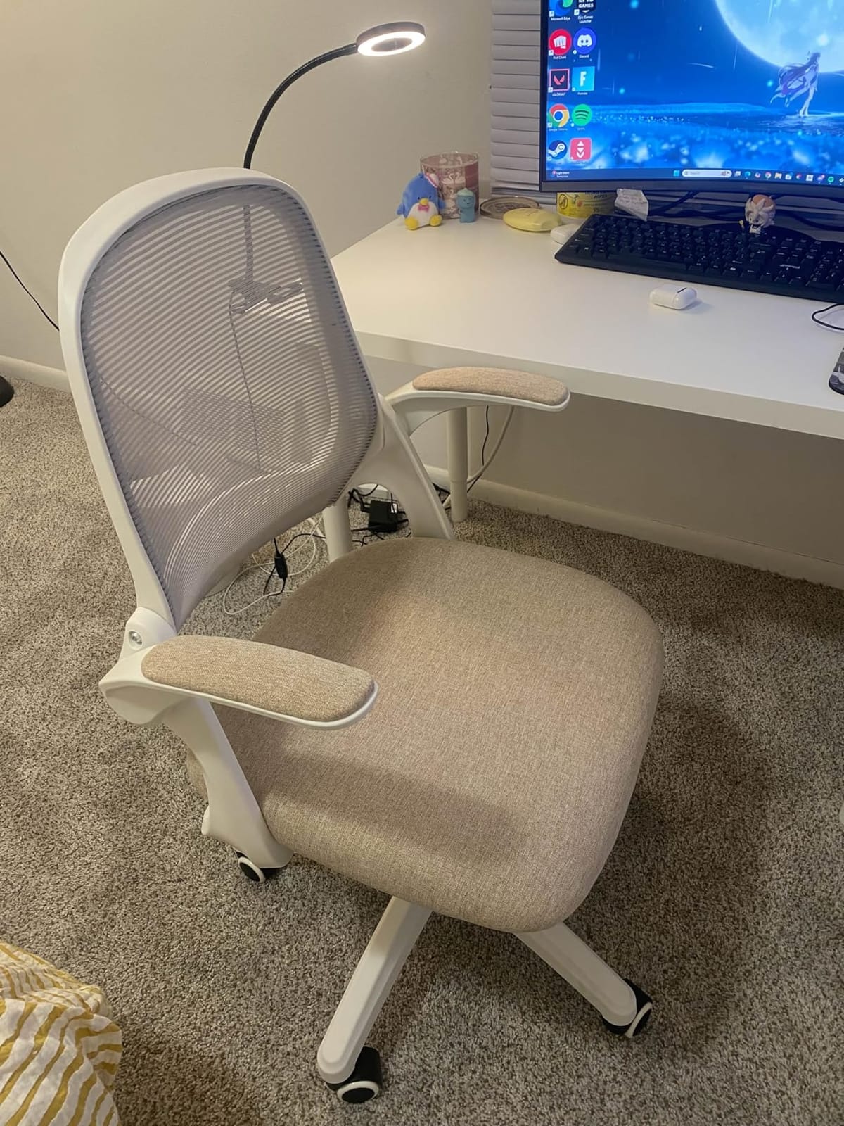 NEO CHAIR Office Desk Chair, Ergonomic Mesh with Flip-Up Armrests, Grey | Lumbar Support, Height Adjustment, 360° Swivel and Rolling Base, Space-Saving Design for Home Office, Vanity or Study customer photo 2