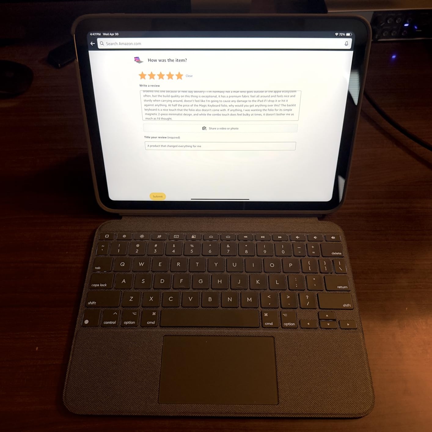 Logitech Combo Touch, Detachable iPad Keyboard Case 10th gen - Oxford Gray | Large Precision Trackpad, Full-Size Backlit Keyboard, Smart Connector Technology, A16 compatible customer photo 1