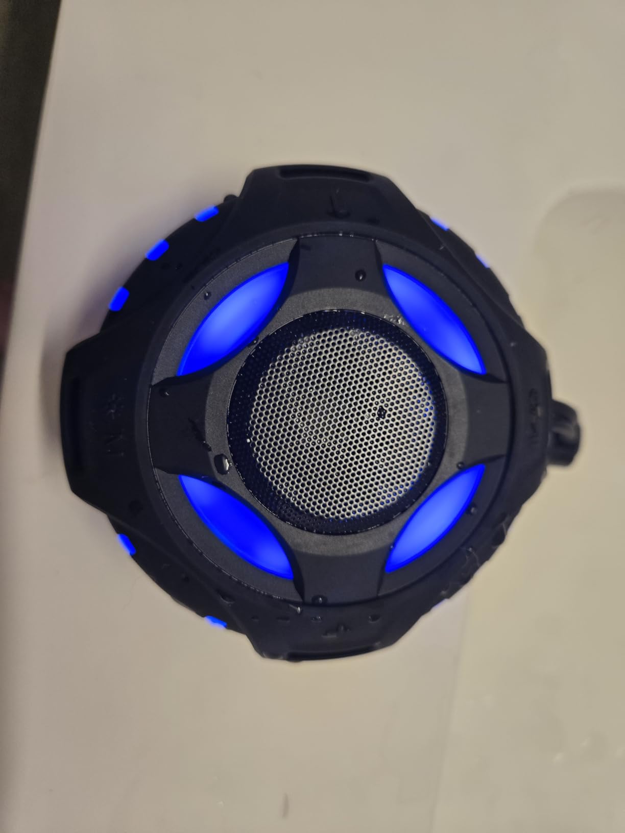 comiso Bluetooth Shower Speaker, IPX7 Waterproof Speaker with Robust Bass | Portable Speaker with LED Light, Floating, Stereo Sound, 2000mAh, Lanyard, Great for Kayak, Travel, Beach, Gift for All Ages customer photo 1