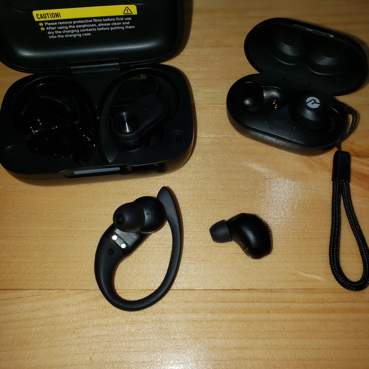 PocBuds Bluetooth Headphones Wireless Earbuds 80hrs Playtime Wireless Charging Case Digital Display Sports Ear Buds with Earhook Deep Bass IPX7 Waterproof Over-Ear Earphones for TV Phone Laptop Black customer photo 2