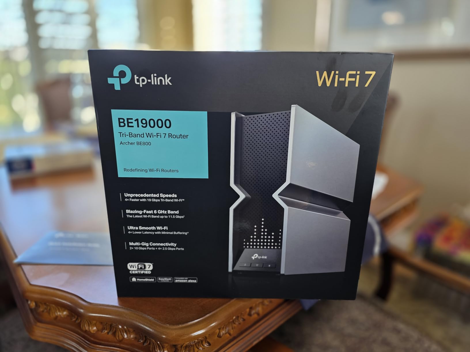 TP-Link Tri-Band BE19000 WiFi 7 Router (Archer BE800) | 12-Stream 19 Gbps | 2x10G + 4x2.5G Ports | LED Screen, 8 High-Performance Antennas | VPN, Easy Mesh, HomeShield, Private IoT customer photo 1