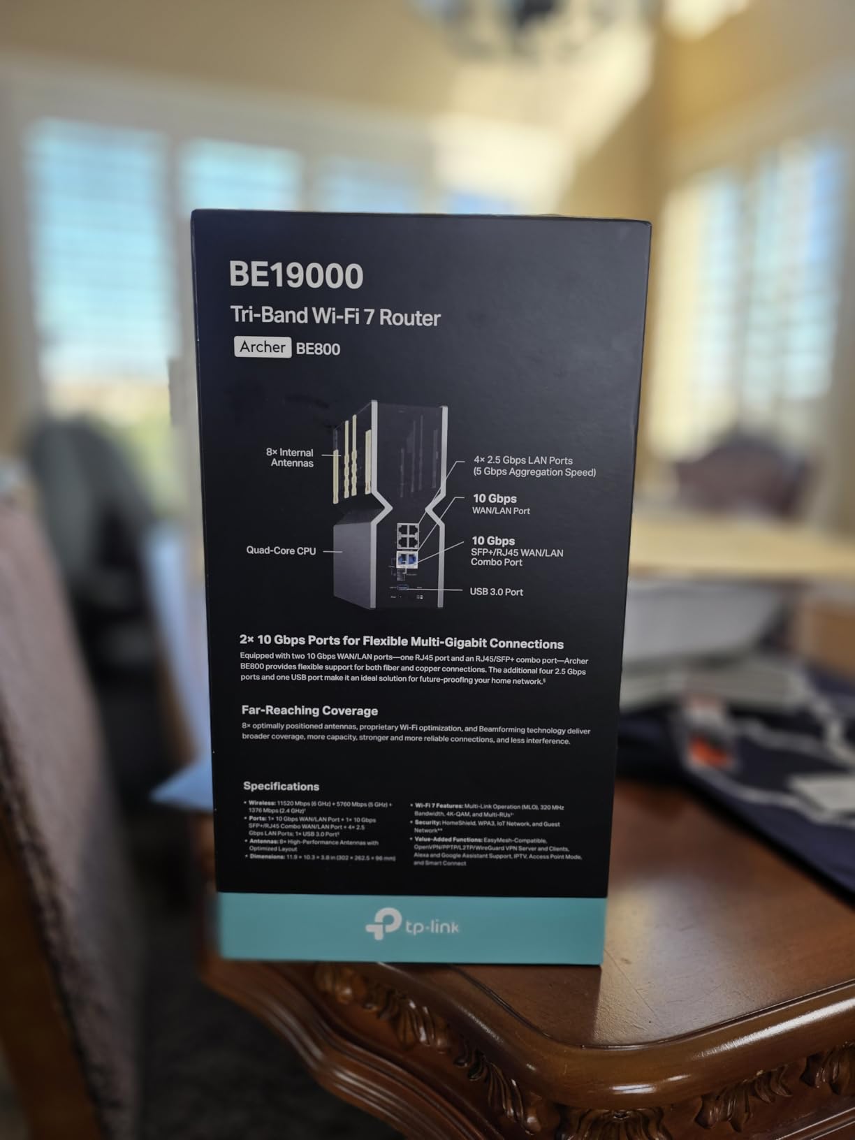 TP-Link Tri-Band BE19000 WiFi 7 Router (Archer BE800) | 12-Stream 19 Gbps | 2x10G + 4x2.5G Ports | LED Screen, 8 High-Performance Antennas | VPN, Easy Mesh, HomeShield, Private IoT customer photo 2