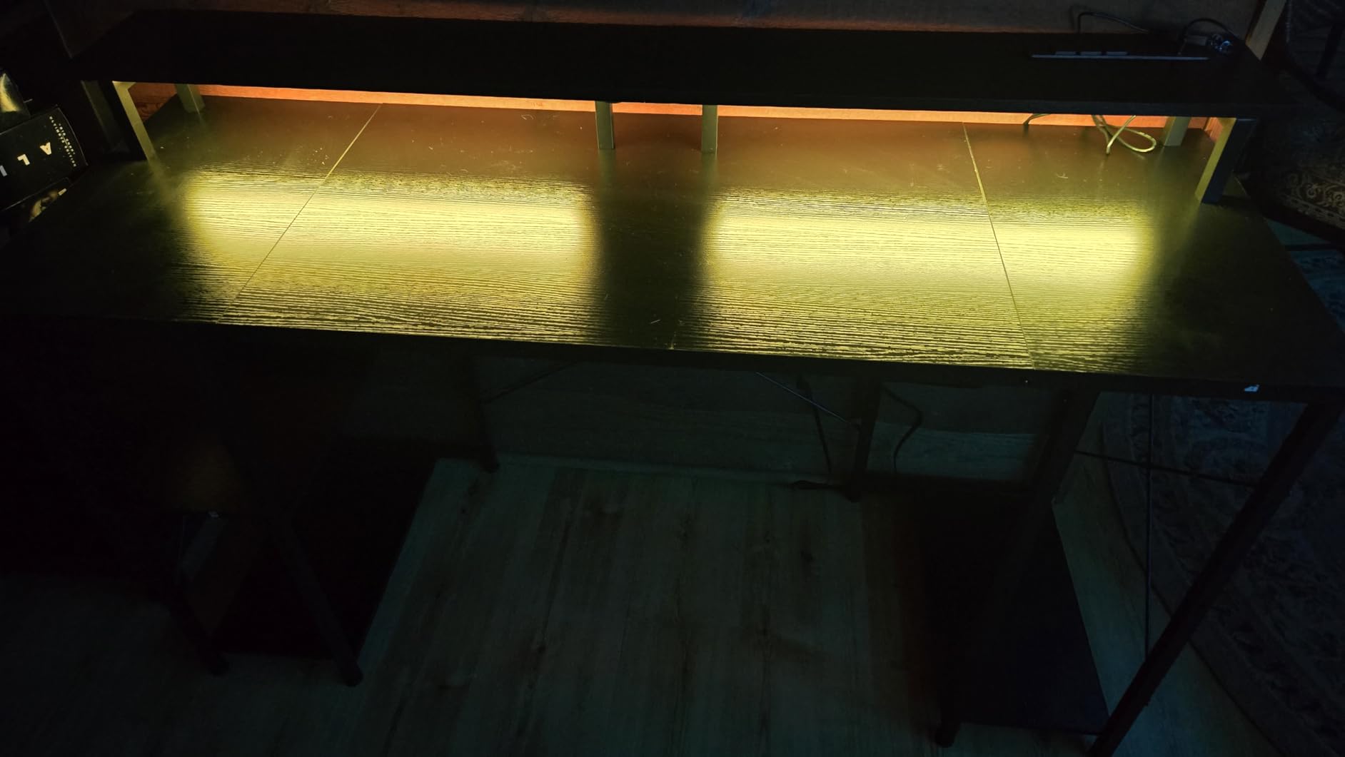 ODK 48 Inch Gaming Desk with LED Lights & Storage Shelves, Black customer photo 1