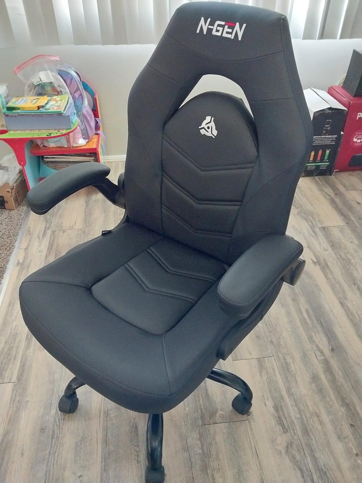 N-GEN Gaming Gaming Chair, Lumbar, PU Leather, Flip-Up Arms, Pink | Ergonomic High-Back Design, Adjustable Height with 360 Swivel Wheels, Comfortable Computer Desk Seating for Office and Home customer photo 1