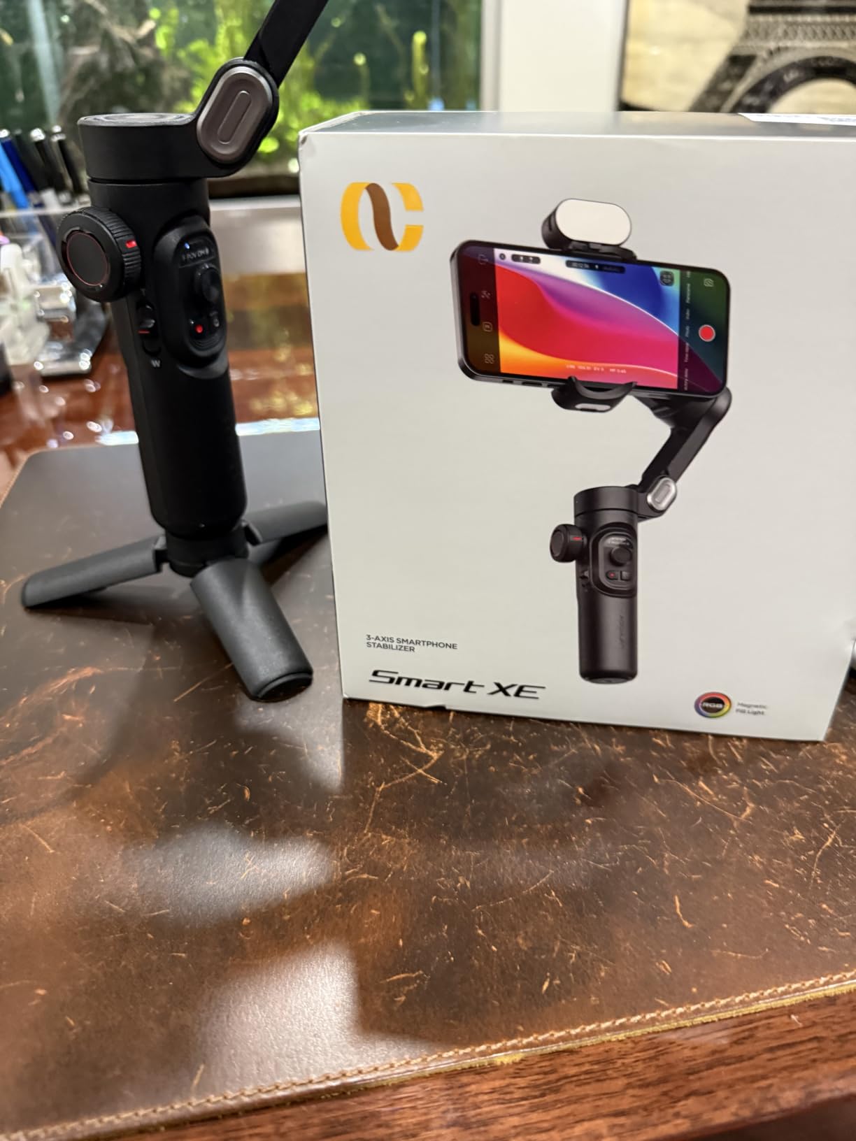 AOCHUAN Gimbal Stabilizer for Smartphone w/Gesture Control, XE Kit | Foldable handheld gimbal w/face tracking, magnetic fill light for TikTok, YouTube vlog and smartphone video recording customer photo 1