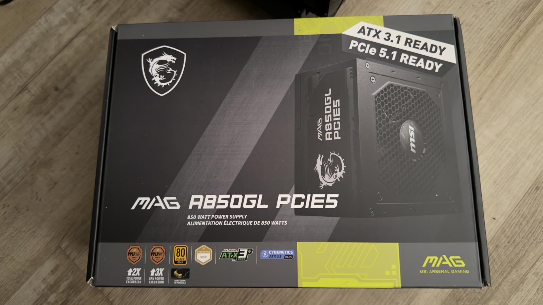 MSI MAG A850GL PCIE5, Fully Modular Compact Gaming 850W Power Supply, 80+ Gold, ATX 3.1 & PCIe 5.1 Ready, Native Dual-Color 12V-2x6 Cable, 10 Year Warranty customer photo 2