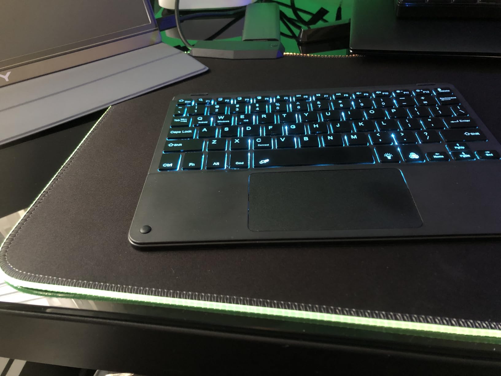 TIDALSOIL RGB Gaming Mouse Pad, 31.5x11.8 in Extended LED Desk Mat, Black | 12 Dynamic & Static RGB Light Modes with Memory Function. 31.5x11.8 in Oversized Coverage, Plug & Play, Non-Slip Base customer photo 2