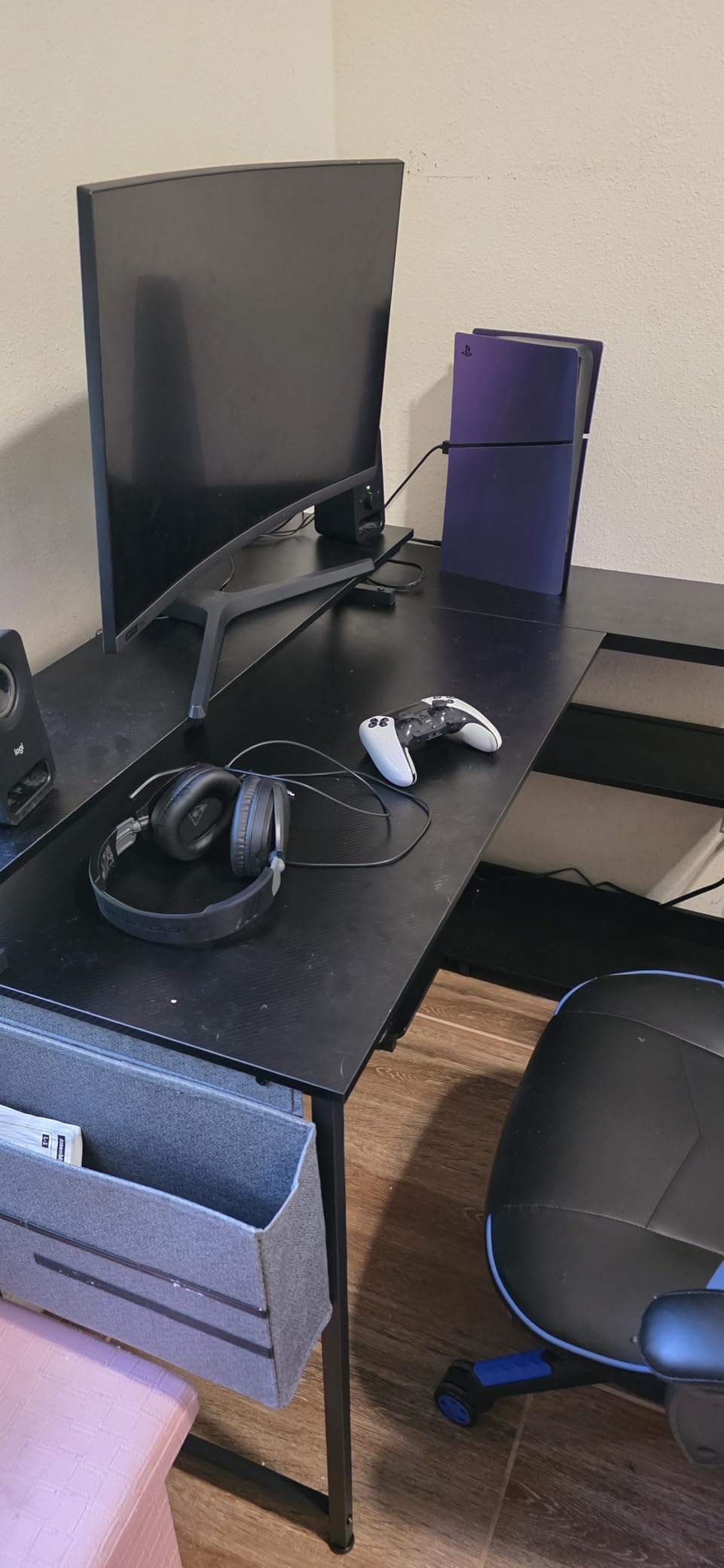 ODK 48 Inch L Shaped Gaming Desk with LED Lights, Power Outlets, Black | Adjustable Monitor Stand, Open Storage Shelves, Hanging Side Bag, PC Tower Stand, Reversible Layout for Gaming customer photo 1