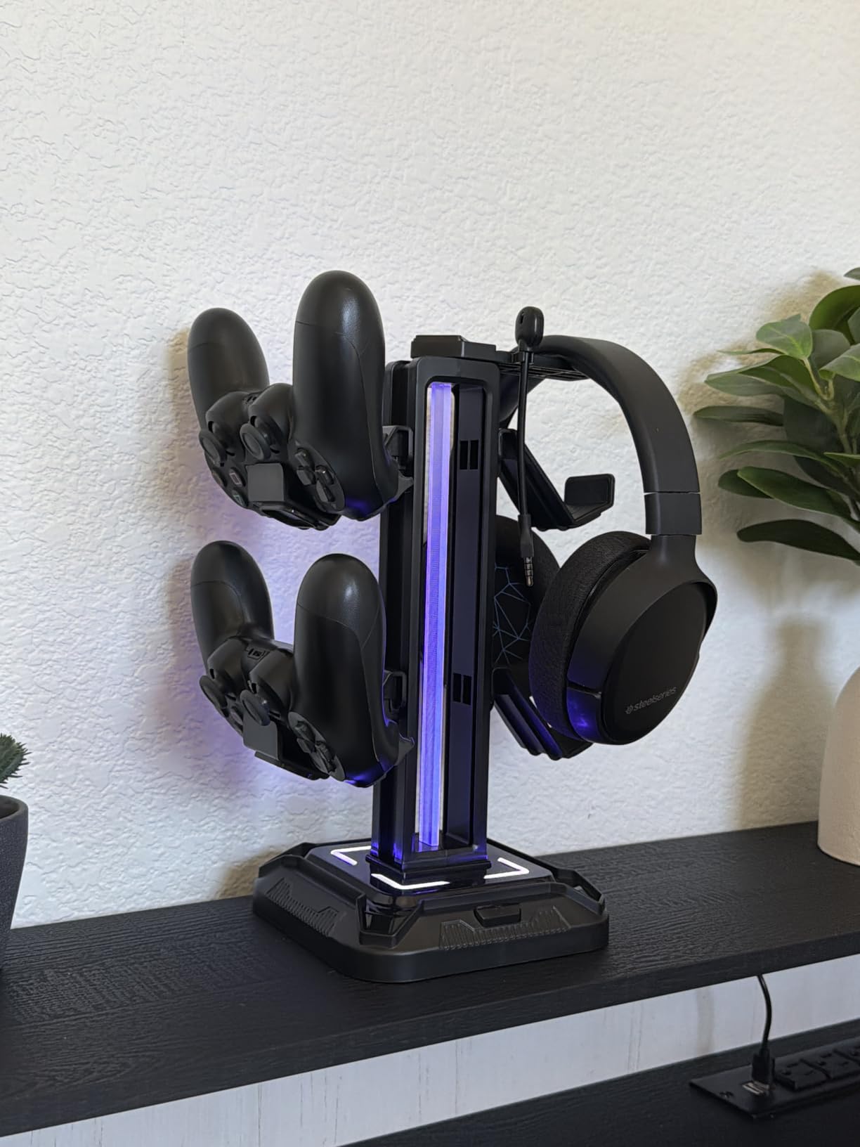 KDD RGB Headset Stand with 9 Light Modes - Controller Holder for Desk - Rotatable Headphone Stand & Detachable Controller Hook for PC Earphone Accessories(Black) customer photo 1