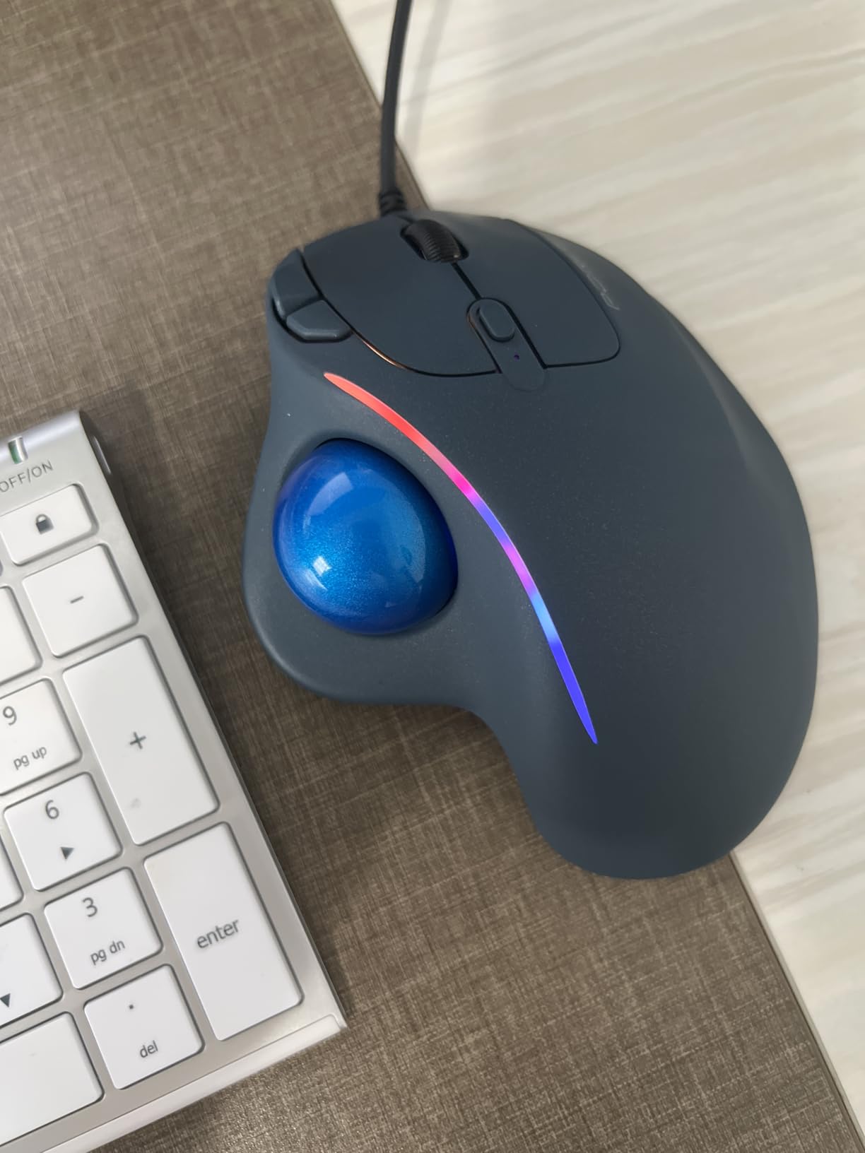 Wired Trackball Mouse, Ergonomic Thumb Control, USB-C & USB-A, 5 DPI Levels | All-day comfort, precise tracking in tight spaces, 34mm trackball, RGB lighting, plug-and-play, Windows and Mac compatible customer photo 1