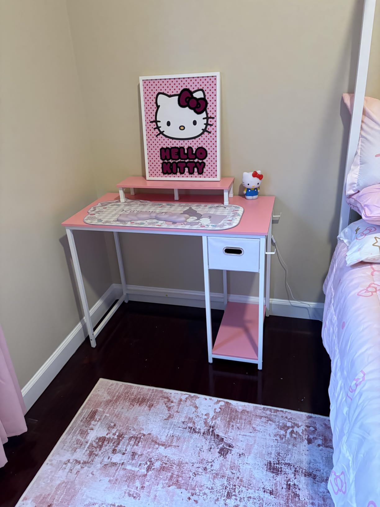 Pamray 39 Inch Small Computer Desk with Monitor Stand and Drawer for Gaming | Small Gaming Desk, for Bedroom Small Spaces, Home Office, Dorm and Apartment, for Writing, Study and Working customer photo 2