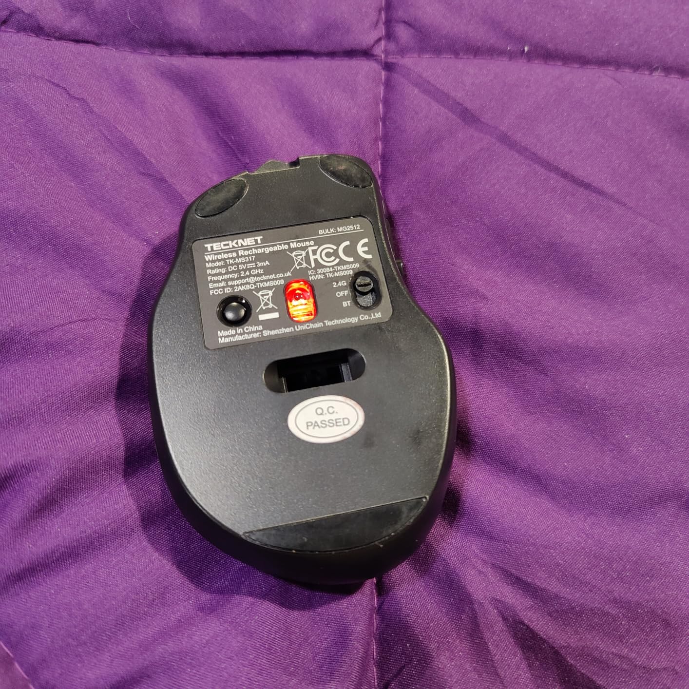 TECKNET Wireless Mouse, BT 5.0/2.4G, Rechargeable 6-DPI Silent, Grey customer photo 2