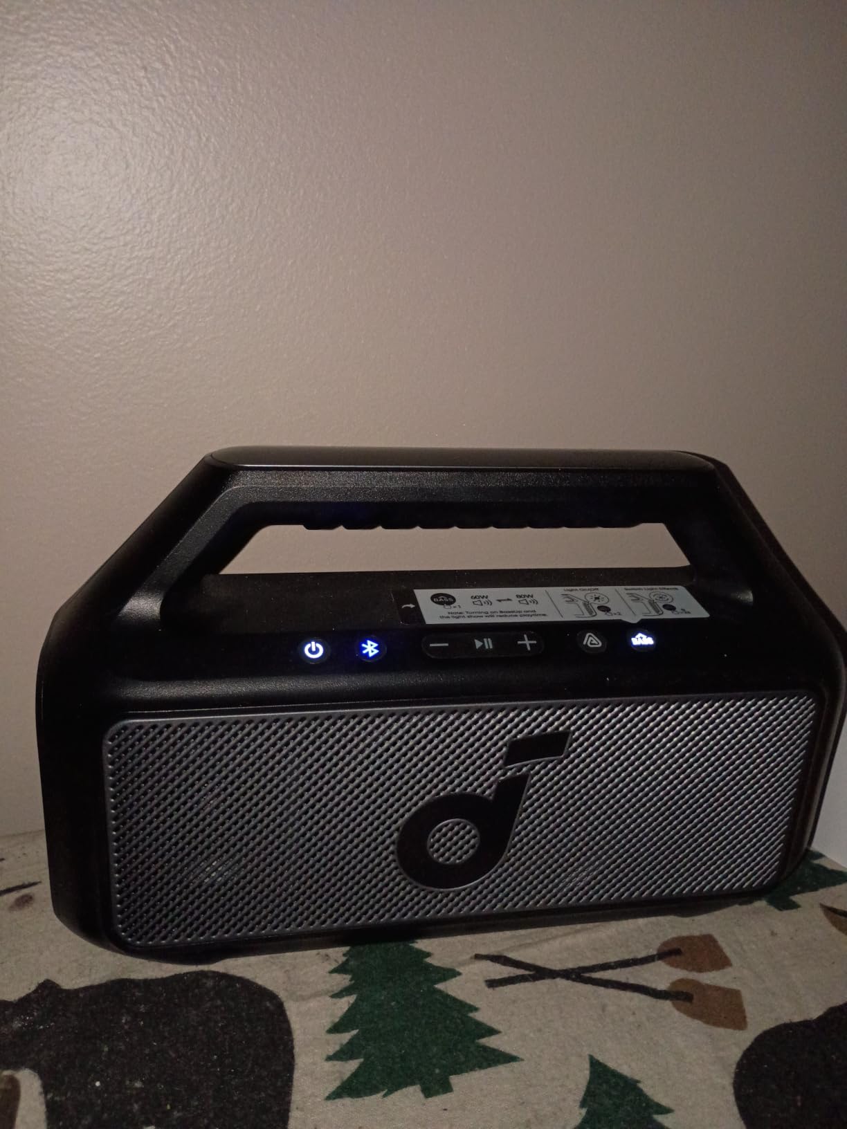 Soundcore Boom 2 by Anker, 80W Outdoor Bluetooth Speaker, 24H Playtime | IPX7 Waterproof, BassUp 2.0 Subwoofer, Floatable, RGB lights, USB-C, Custom EQ via soundcore App, for Camping and Beach (Blue) customer photo 1