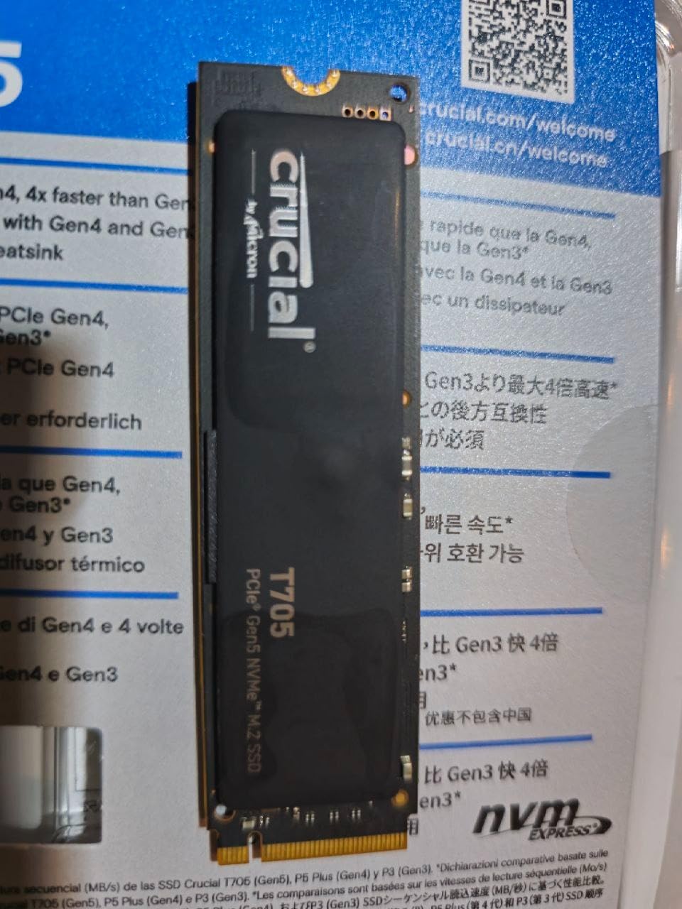 Crucial T705 PCIe Gen5 NVMe 2TB SSD, Up to 14,500MB/s, TLC NAND, Intel & Ryzen Compatible, for Hardcore Gaming & High-Speed Storage, Solid State Drive, Includes 1Mo Adobe CC - CT2000T705SSD3 customer photo 1