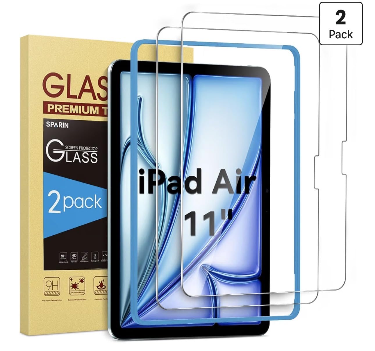 SPARIN Screen Protector for iPad Pro 11 Inch 2025/2024 M5 M4 (6th/5th Gen) | 2 Pack, Installation Frame, Tempered Glass for iPad Pro 11, Scratch Resistant, Case Friendly, Apple Pencil Pro Compatible customer photo 1