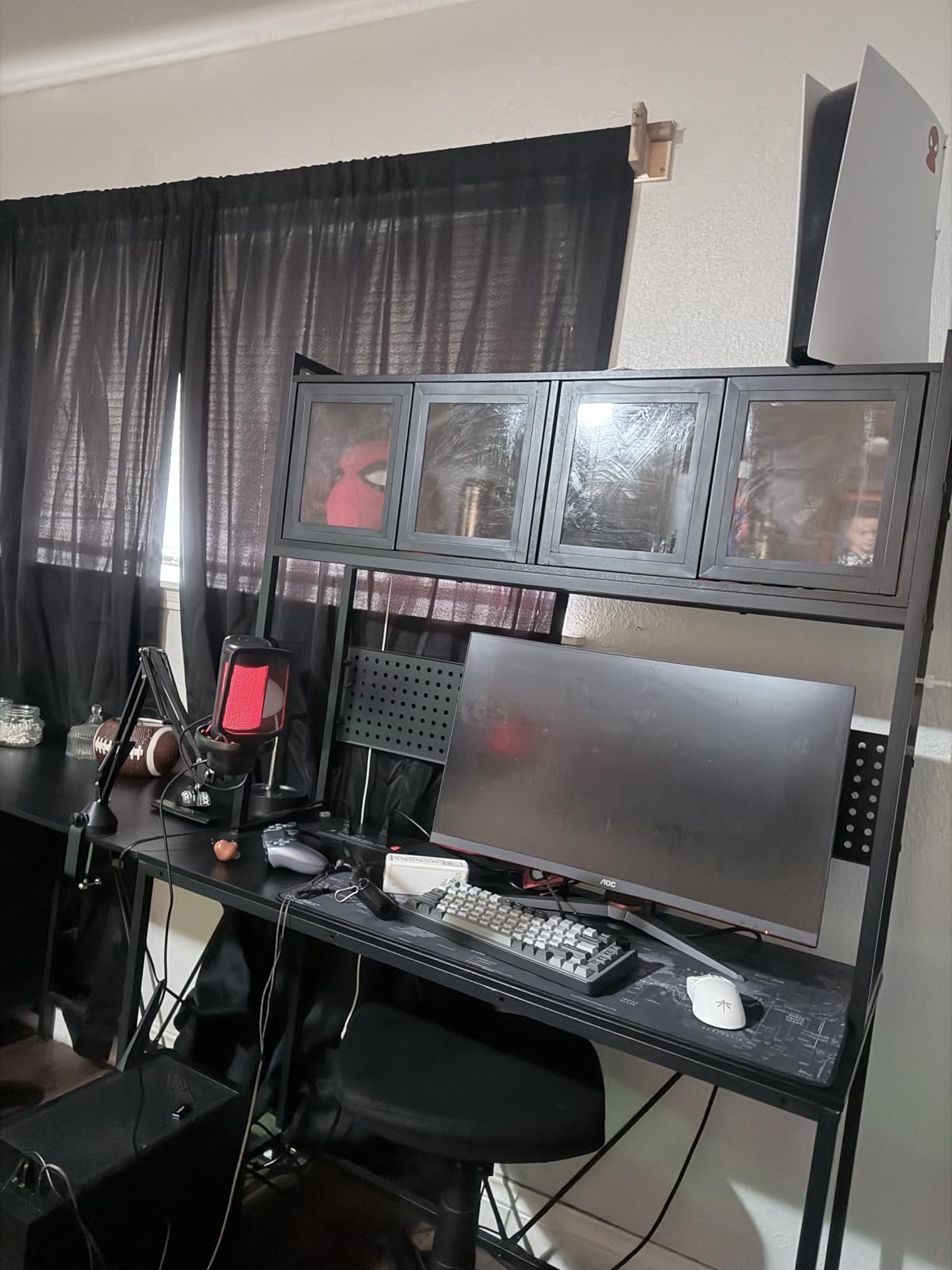 SEDETA L Shaped Gaming Corner Desk with Drawers, Hutch and Storage Shelves | Reversible Computer Desk, Gaming Desk with Pegboard, Led Lights, and Power Outlet for Home Office, Small Space, Black customer photo 1