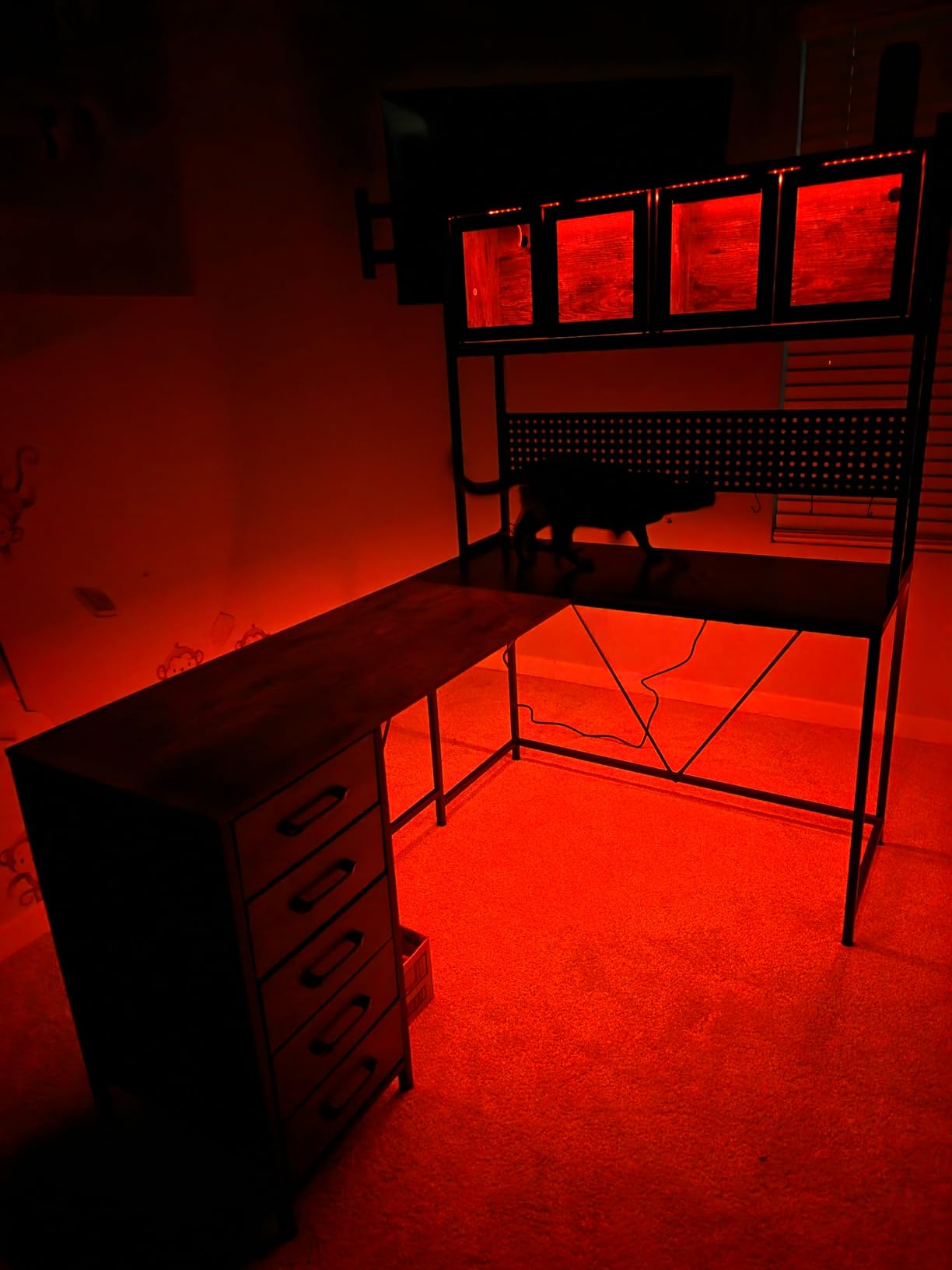 SEDETA L Shaped Gaming Corner Desk with Drawers, Hutch and Storage Shelves | Reversible Computer Desk, Gaming Desk with Pegboard, Led Lights, and Power Outlet for Home Office, Small Space, Black customer photo 2