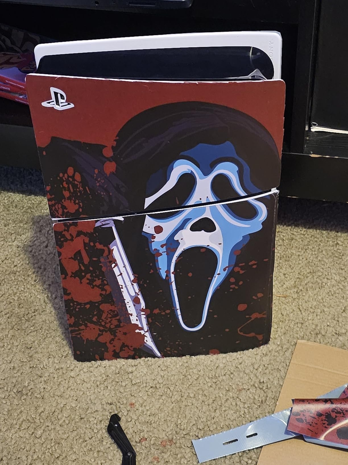 Skin Sticker for Game Console 5 Cover - Horror, Compatible with Both Disc Edition & Digital Edition (not Slim Ver) - 2 Controller Skins & Console Skin - No Bubble, Full Protection, Removable customer photo 1