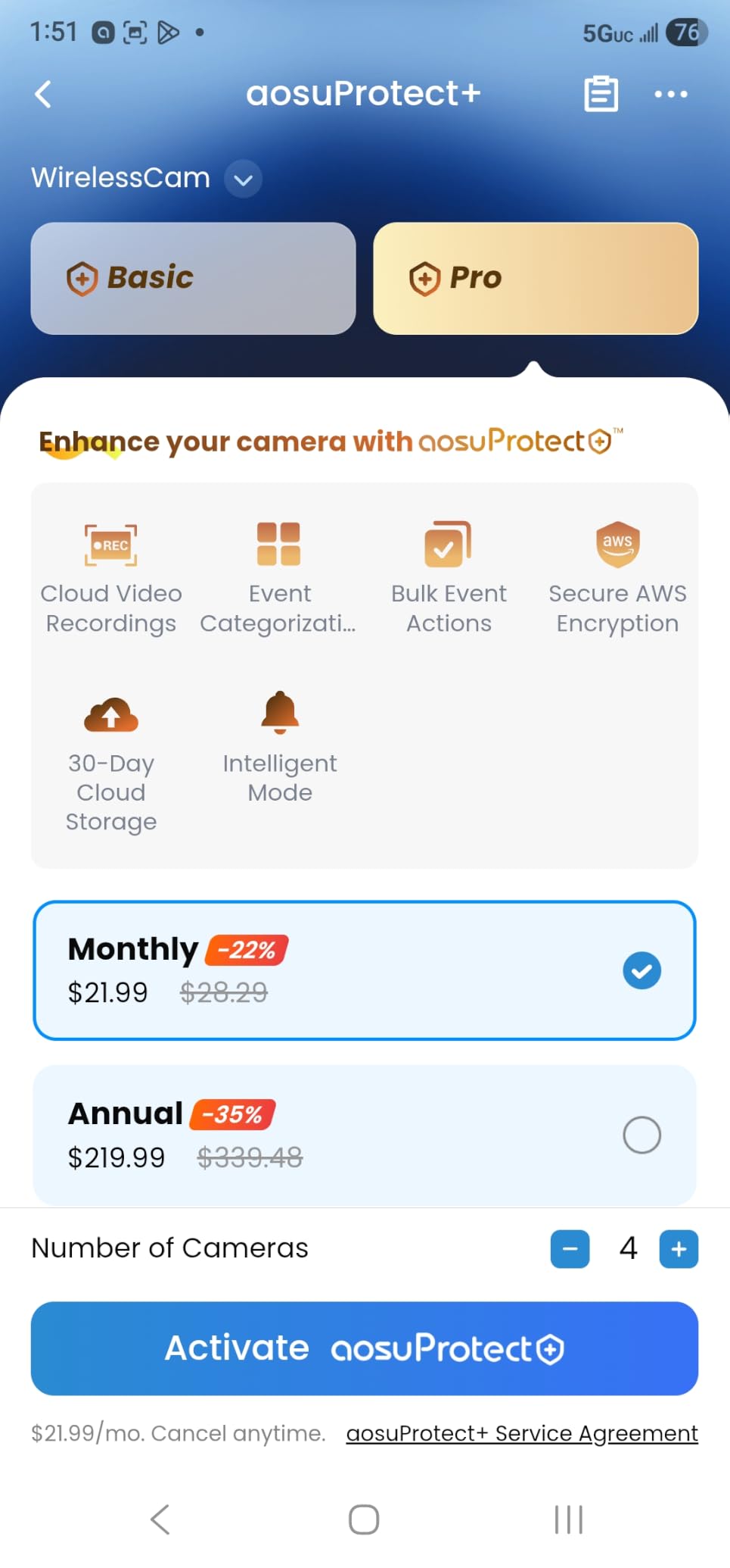 aosu Security Cameras Outdoor Wireless, 4-Cam-Kit, 166° Ultra-Wide-Angle, Battery Powered, No Subscription Required, Home Security Cameras System with 2K Color Night Vision, Spotlight, Motion Alert customer photo 1