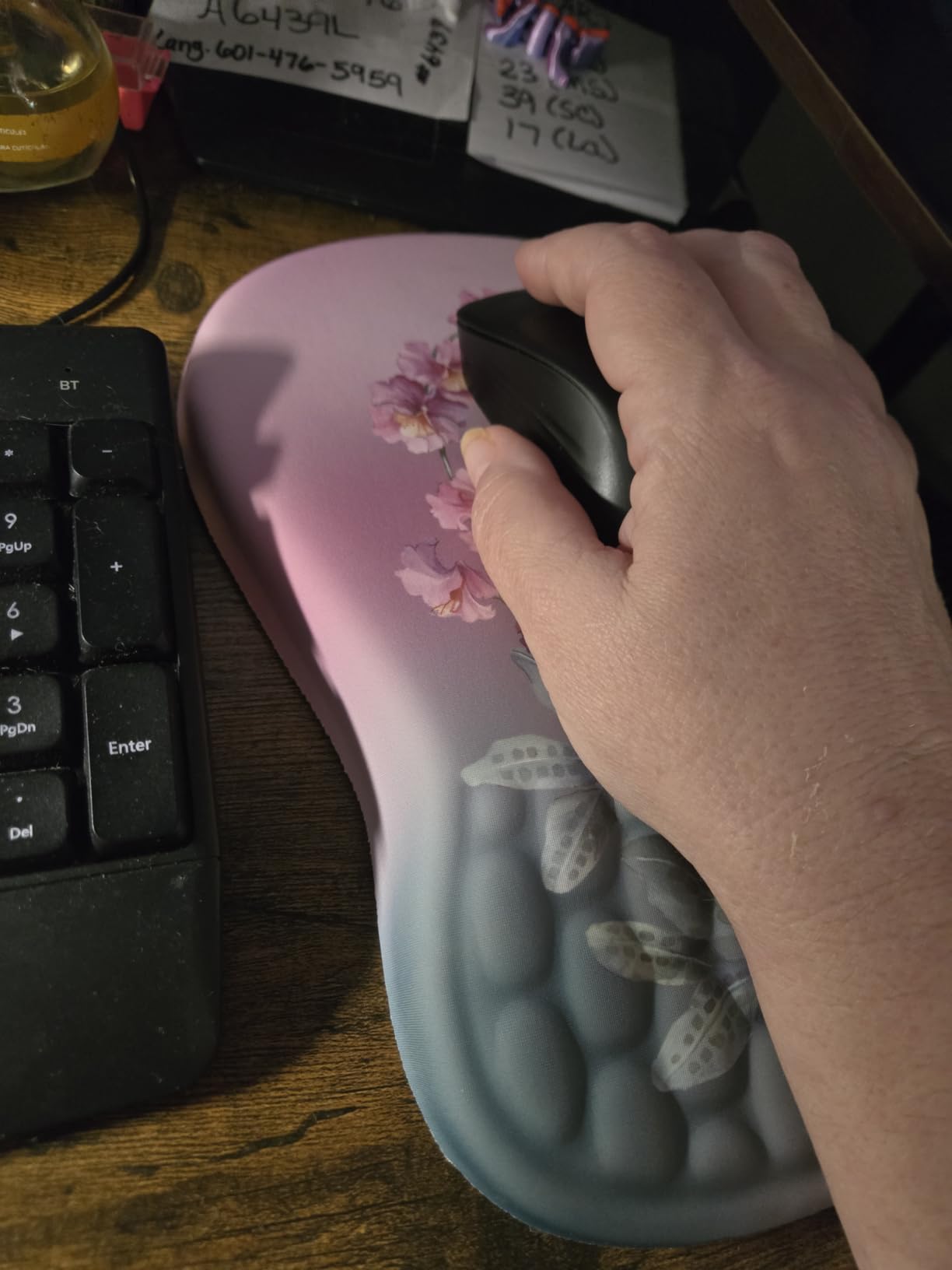YIWEI Ergonomic Mouse Pad with Wrist Rest for Carpal Tunnel Pain Relief | Memory Foam Wrist Support, Non-Slip Rubber Base, Keyboard Computer Mousepad, Lycra Cloth Surface, Gaming Home Office, Black customer photo 2