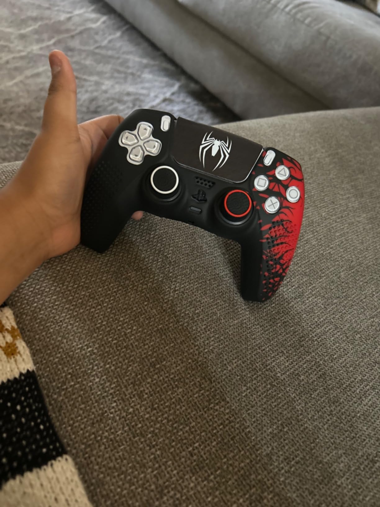 Darno Anti-Slip Skin for Ps5 Controller, Ps5 Controller Accessories - Soft Silicone Protective Cover Case with Touch Pad Stickers (Spider-Man 2 Theme) customer photo 1