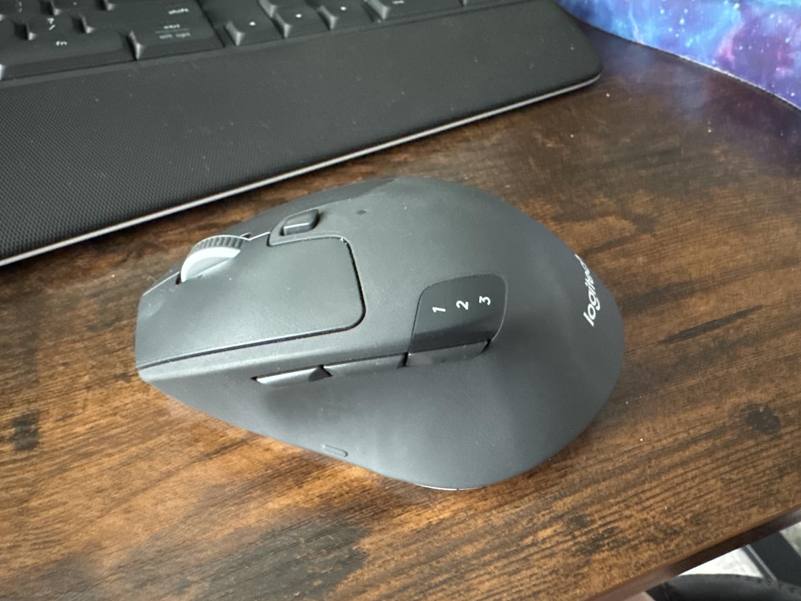 Logitech MK850 Performance Wireless Keyboard and Mouse Combo - Graphite | Connect via Bluetooth or included USB-A receiver, oversized wave-shaped keyboard, full size mouse with 8 customizable buttons customer photo 2