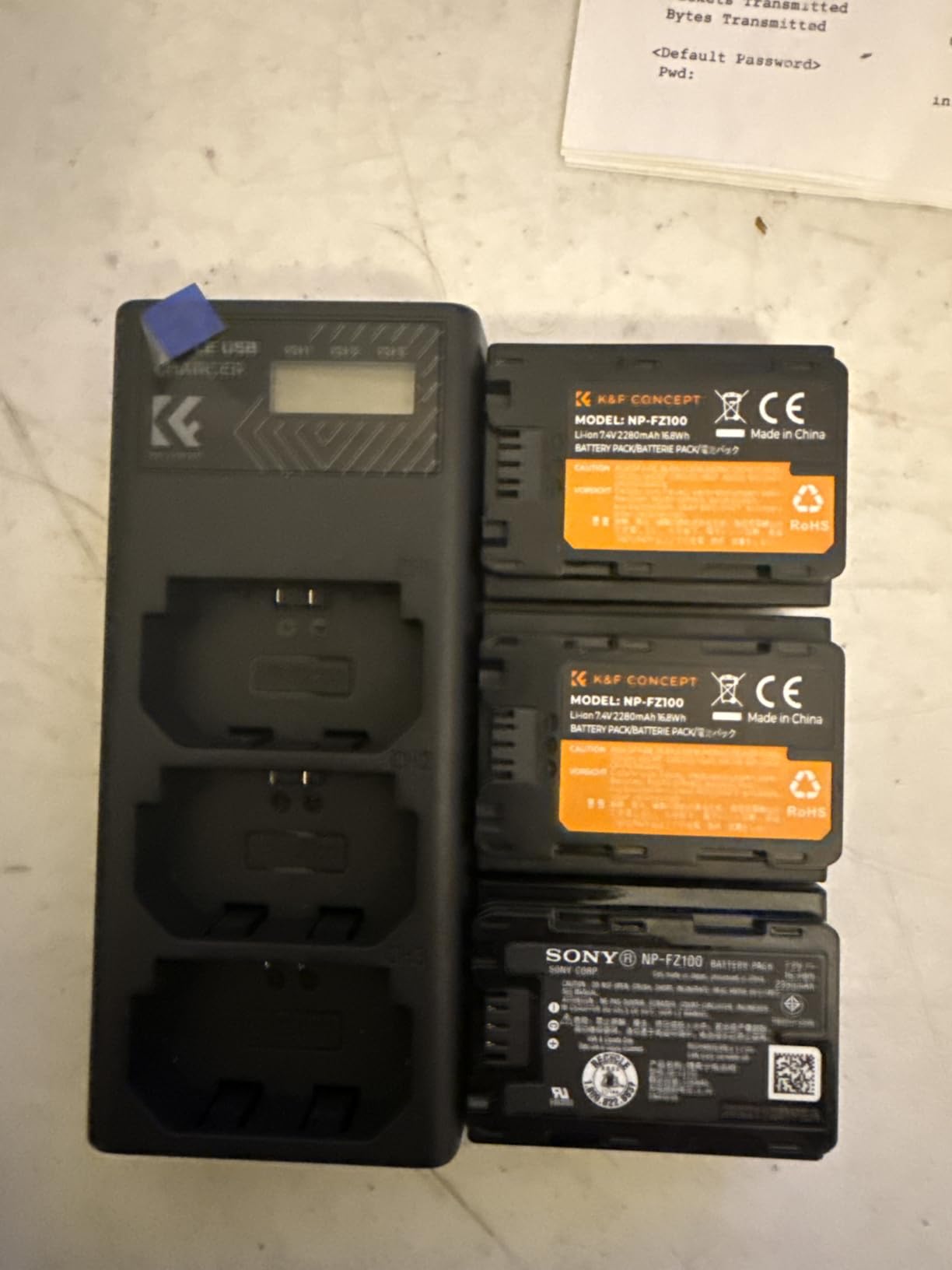 K&F Concept 3-Pack NP-FZ100 Battery and Upgraded LCD Battery Charger, 2280mAh, for Sony A7 III/IV/A7R III/IV/FX3/FX30/A9/A6600/A6700 customer photo 2