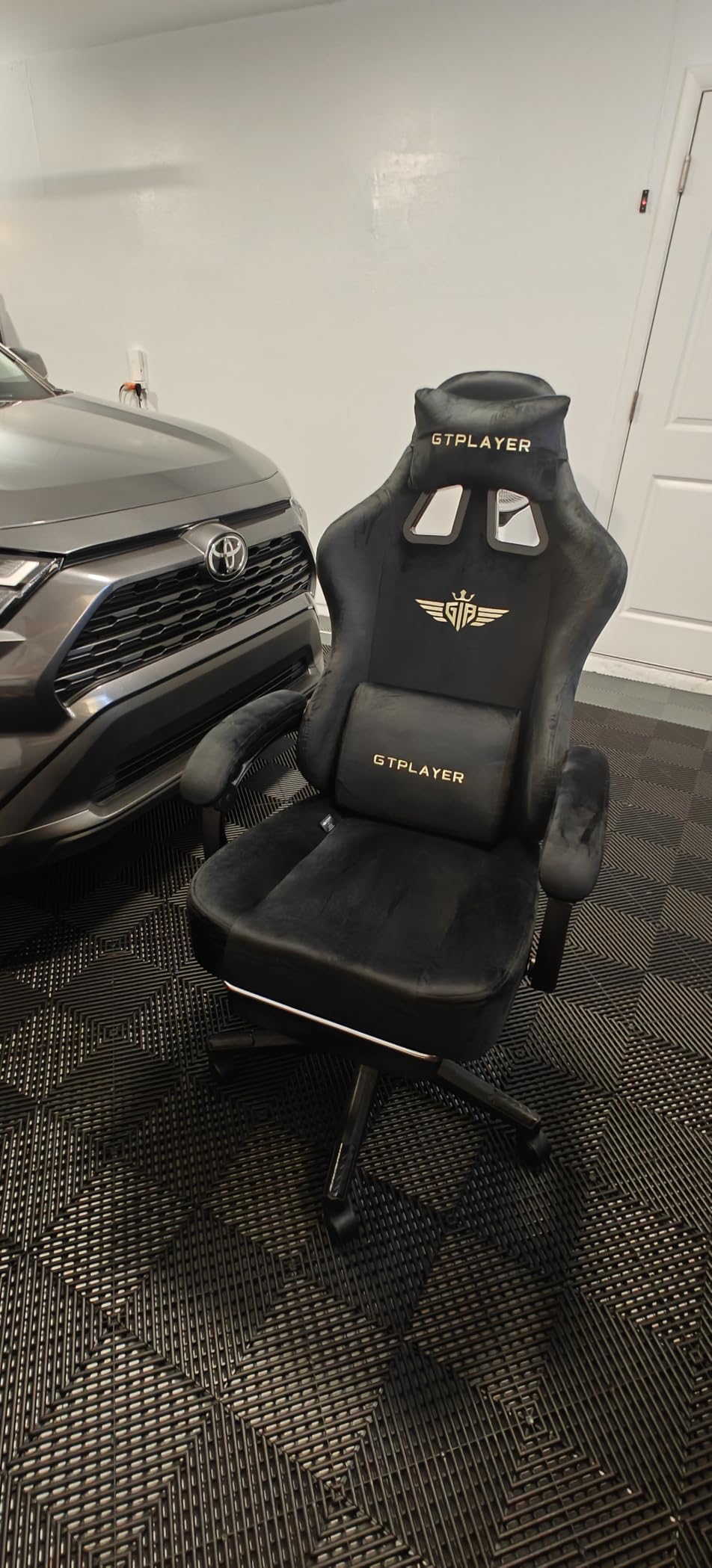 GTPLAYER Big and Tall Gaming Chair Fabric with Pocket Spring Cushion, High Back Ergonomic Computer Chair with Footrest for Adults Lumbar Support Swivel Game Chair for Office Gaming 350LBS, Black customer photo 2