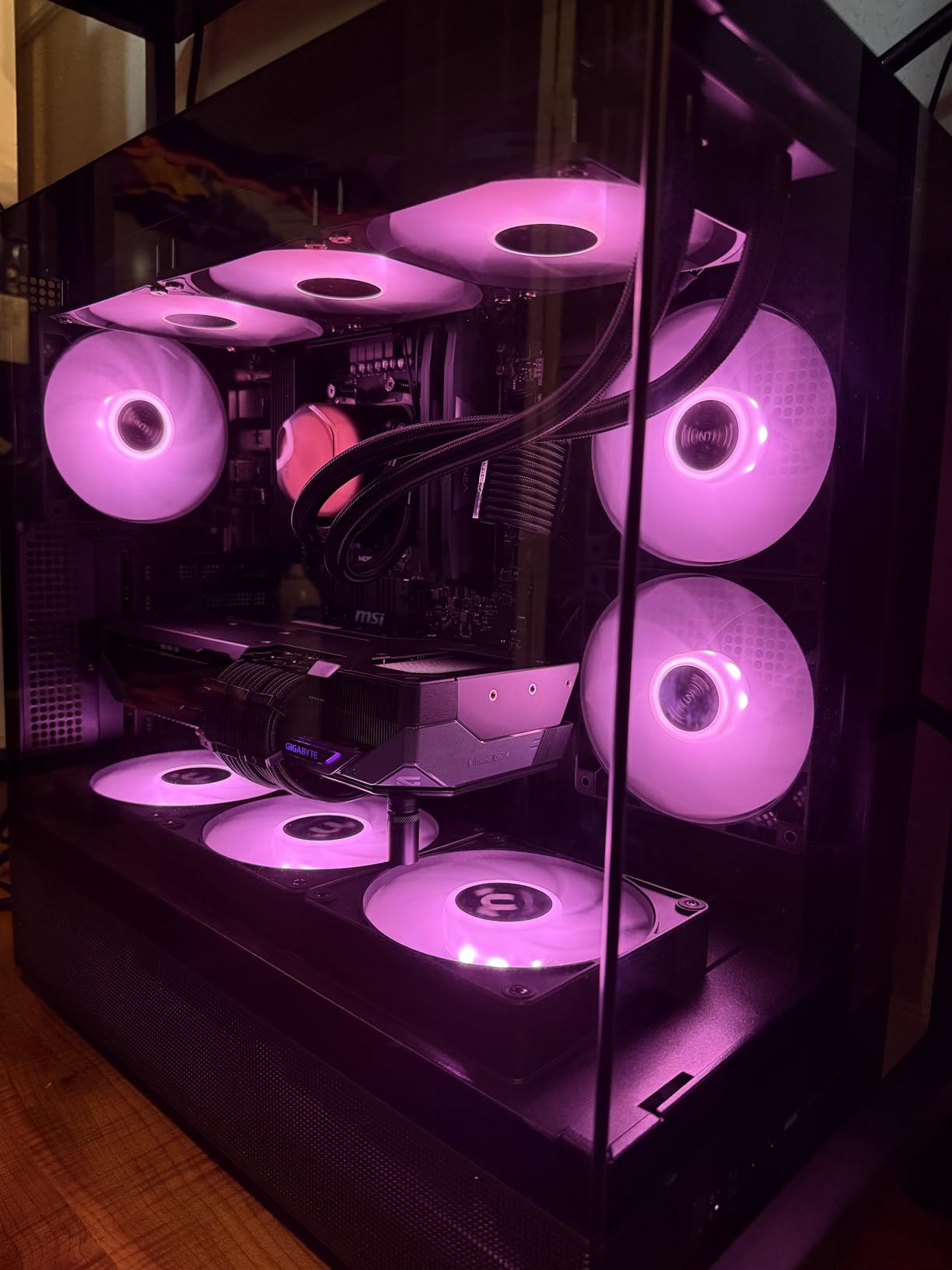 MONTECH XR Panoramic High Airflow ATX PC Case, 3 ARGB PWM Fans, Black | 420mm GPU Support, 360mm Radiator, Dual Tempered Glass, USB-C, Reverse Blade Fans, Magnetic Dust Filters, Up to 9 Fans customer photo 2