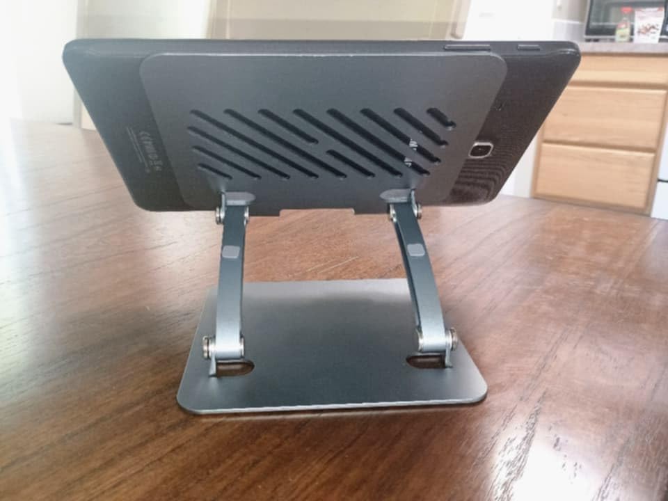 tounee Tablet Holder Stand, Dual Rod Adjustable Aluminum Desktop Stand, Compatible with 4.7-16.9