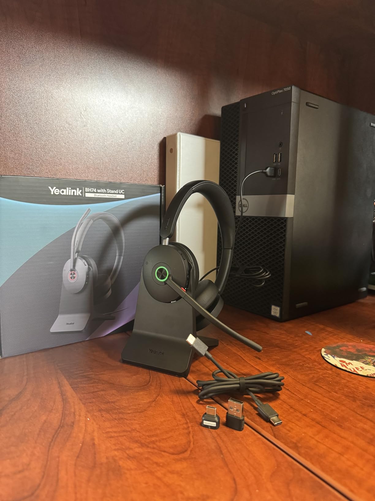 Yealink BH74 with Stand ANC Wireless Headset with Microphone for PC, Bluetooth Headset Noise Cancelling with 6 AI Mic, 32H Talk Time & Mute Button, Microsoft Teams Premium Open Office Certified UC customer photo 1