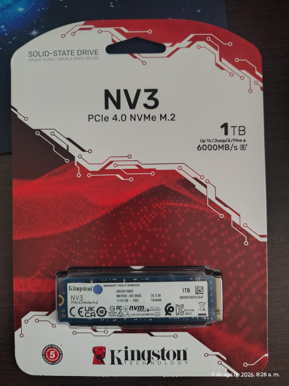 Kingston NV3 1TB M.2 2280 NVMe SSD | PCIe 4.0 Gen 4x4 | Up to 6000 MB/s | SNV3S/1000G customer photo 2