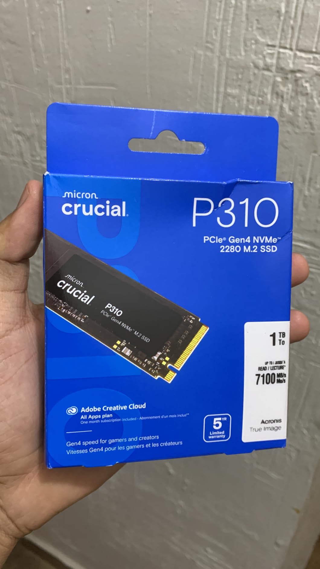Crucial P310 2TB SSD, PCIe Gen4 NVMe M.2 2280, Up to 7,100MB/s, for Laptop, Desktop (PC), & Handheld Gaming Consoles, Includes Acronis Data Recovery Software customer photo 1