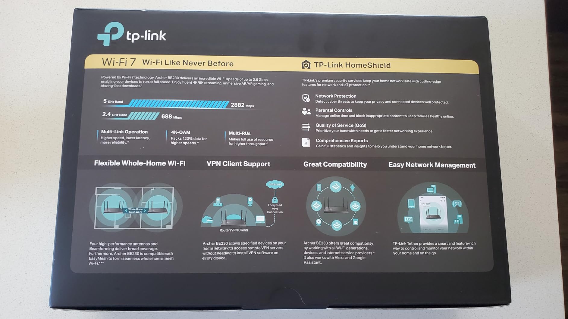 TP-Link Dual-Band BE3600 Wi-Fi 7 Router Archer BE230 | 4-Stream | 2x2.5G + 3x1G Ports, USB 3.0, 2.0 GHz Quad Core, 4 Antennas | VPN, EasyMesh, HomeShield, MLO, Private IOT | Free Expert Support customer photo 1