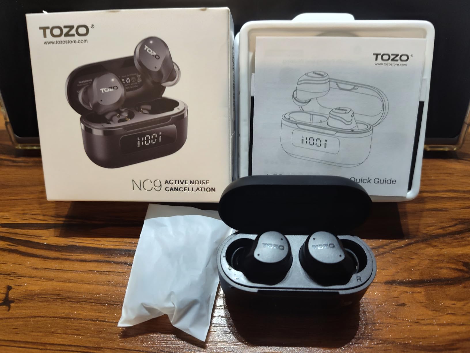 TOZO NC9 Hybrid Active Noise Cancelling Wireless Earbuds, 60H, LED Display | 6 Mic ENC Clear Calls, Deep Bass Sound, IPX8, in Ear Bluetooth 5.3 Headphones,32 EQs via APP, Comfort Fit Ear Buds, Black customer photo 2