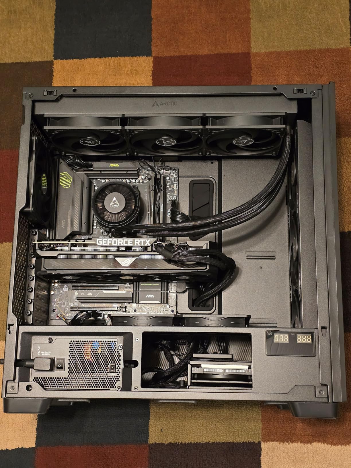 Antec Flux Pro Full-Tower E-ATX PC Case, 6 PWM Fans Included, Black | 6 PWM Fans, Walnut Wood Front Panel, High-Airflow, 90 Rotated PSU Mount, 420mm Radiator Support, CPU & GPU Temp Display customer photo 2