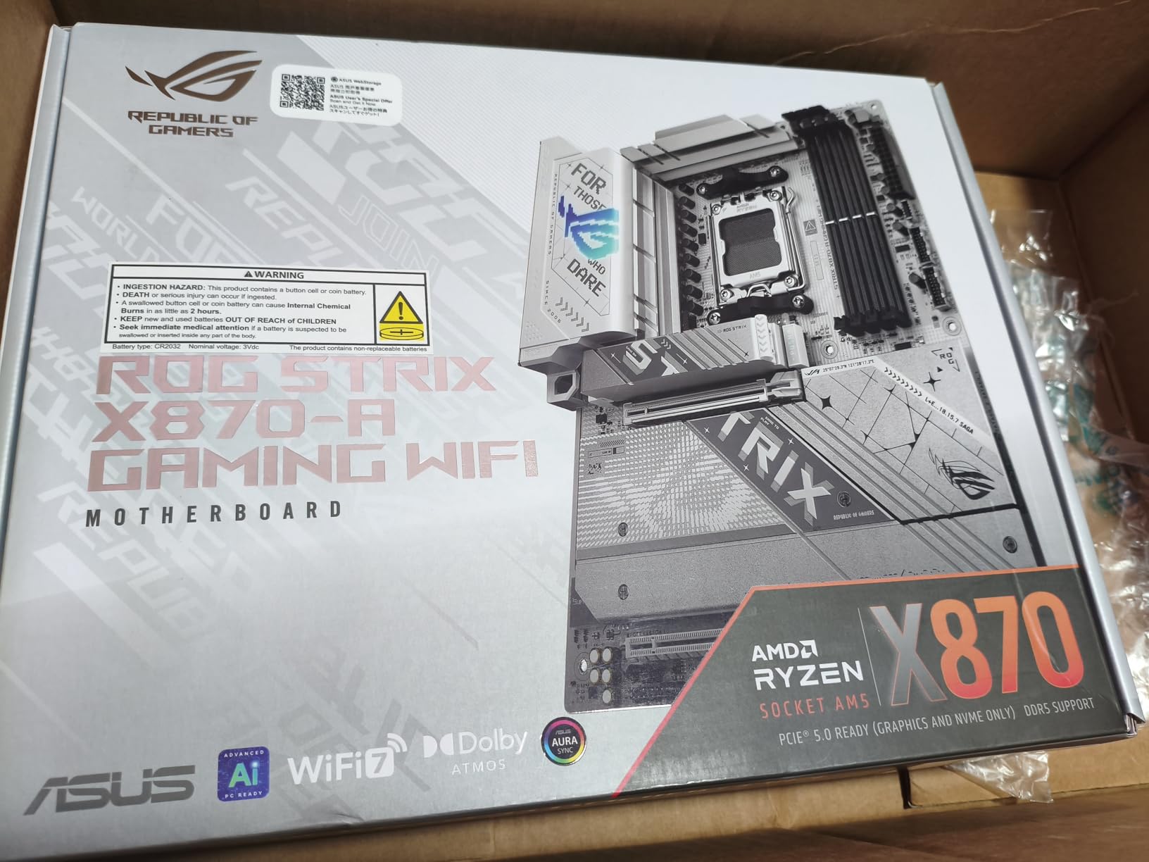 ASUS ROG Strix X870-A Gaming WiFi AMD AM5 X870 ATX Motherboard 16+2+2 Power Stages, Dynamic OC Switcher, Core Flex, DDR5 AEMP, WiFi 7, 4X M.2, PCIe 5.0, Q-Release Slim, USB4, AI OCing & Networking customer photo 2