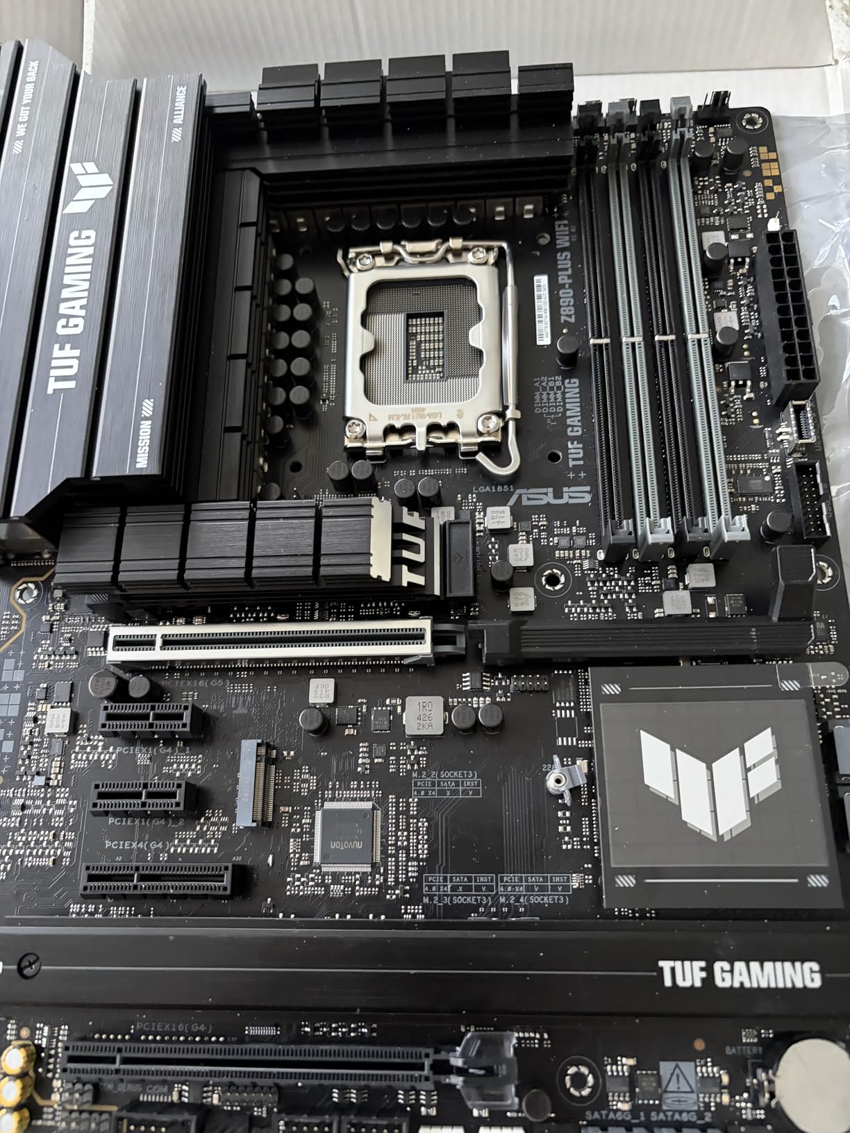 TUF Gaming Z890-PLUS WiFi Z890 LGA 1851 ATX Motherboard, Intel Core Ultra Series 2 Ready, Advanced AI PC-Ready, 16+1+2+1 Stages, DDR5, PCIe 5.0, Thunderbolt 4 Type-C, 4X M.2, Wi-Fi 7, 2.5Gb customer photo 1