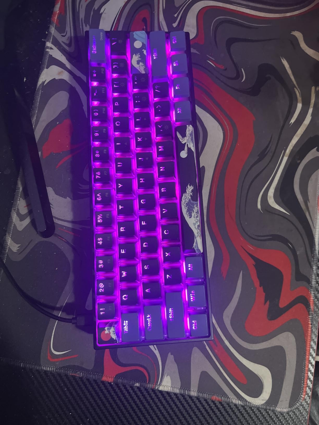 Womier 60% Percent Keyboard Gaming, Creamy Mechanical Wired Keyboard Anime | Hot-Swappable RGB Keyboard with PBT Keycaps for Windows PC Gamers - POM Linear Red Switch Black Kanagawa,WK61 PRO customer photo 1