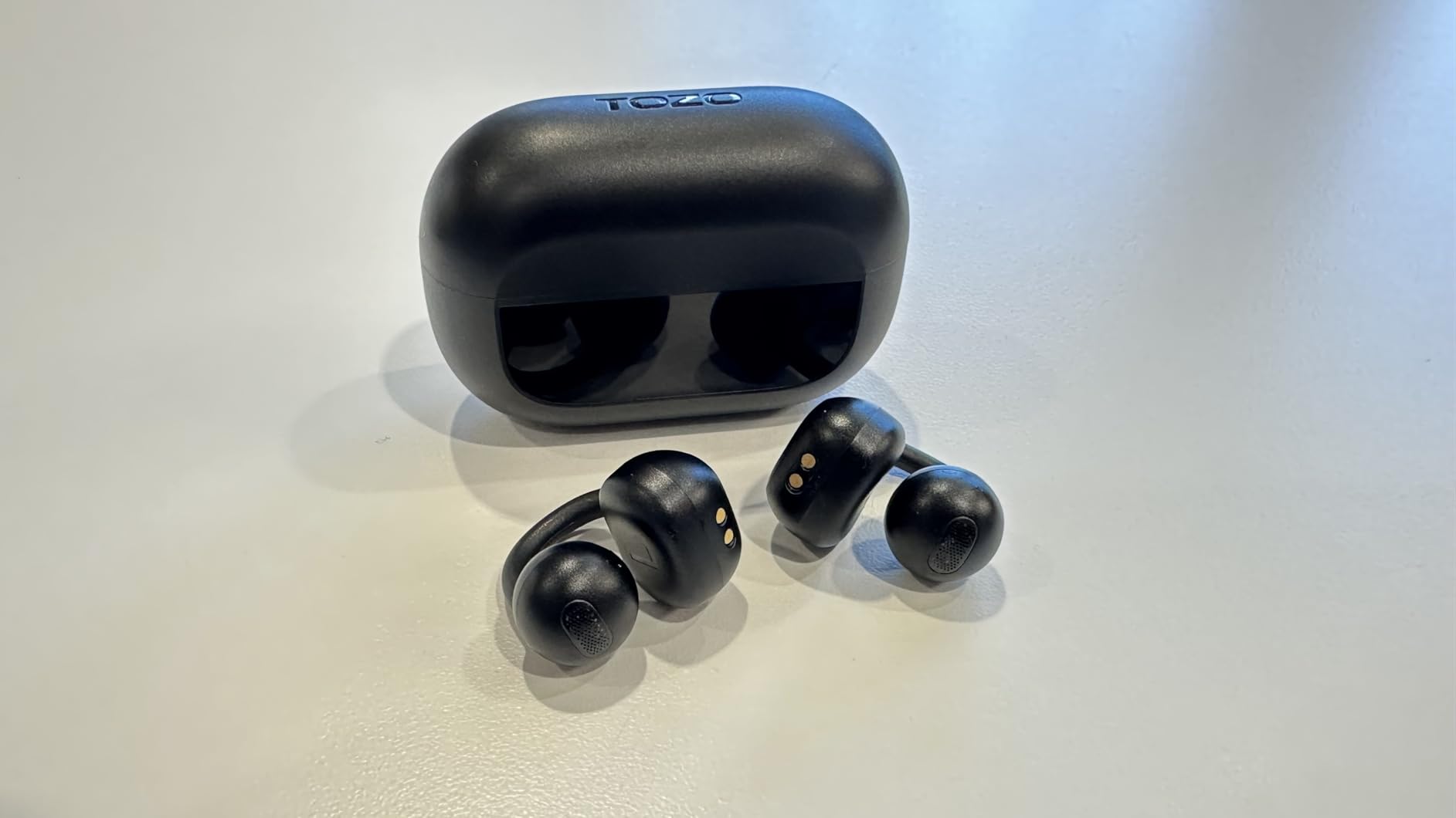 TOZO OpenEarRing Open Ear Earbuds 40H Bluetooth 5.4 Lightweight Comfort | Open Ear Clip On Wireless Earbuds with Smart Digital LED Display, Stable Connection, Secure Fit for Driving Workout Black customer photo 2