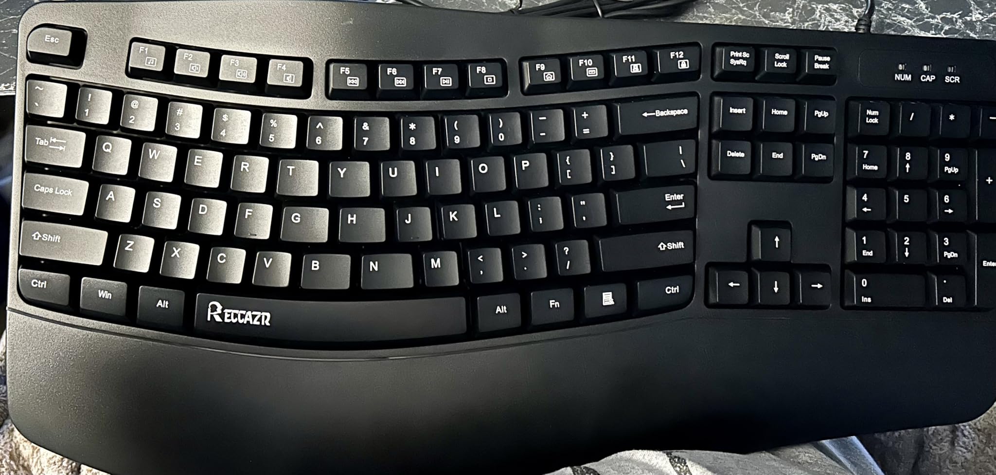 RECCAZR Ergonomic Keyboard, Wired Computer USB Keyboard with Wrist Rest | Spill-Resistant, Wave Keys for Natural Typing, Compatible with Windows/PC/Laptop(Black) customer photo 1