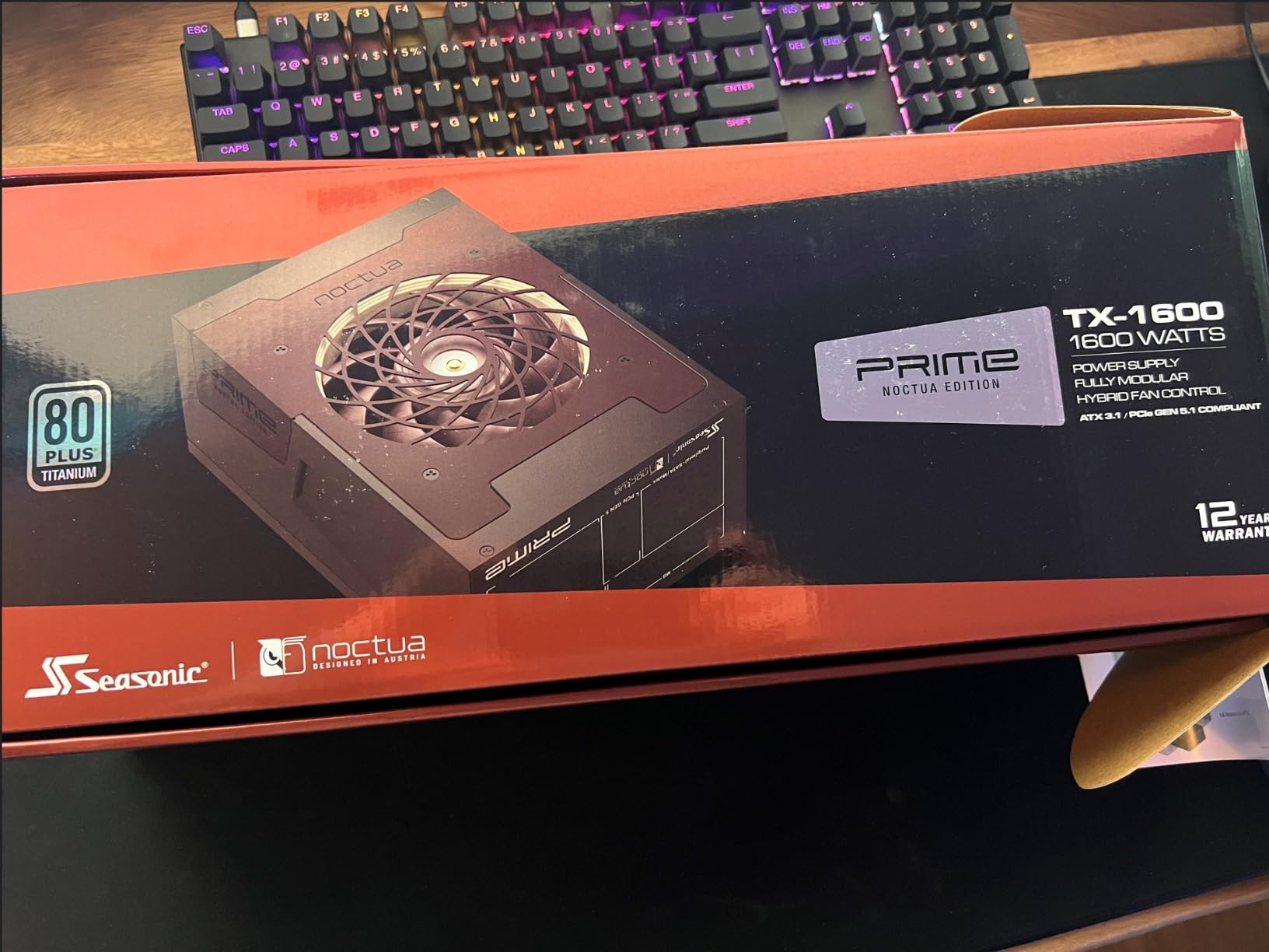 Seasonic Prime TX-1600 Noctua Edition, 1600W Quiet PC Power Supply | 80 PLUS Titanium, Integrated Noctua NF-A12x25 Fan, ATX 3.1, PCIe 5.1, Semi-Passive Cooling, Fully Modular Themed Cables customer photo 2