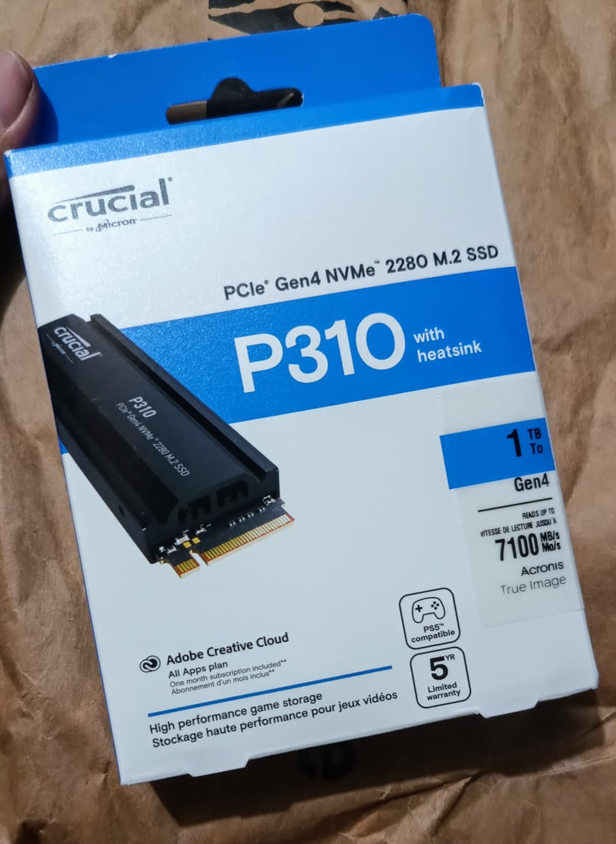 Crucial P310 2280 2TB PCIe Gen4 NVMe Gaming PS5 SSD with Heatsink, Up to 7,100MB/s, PlayStation5, Laptop & Desktop (PC) Compatible, Solid State Drive - CT2000P310SSD5-01 customer photo 2