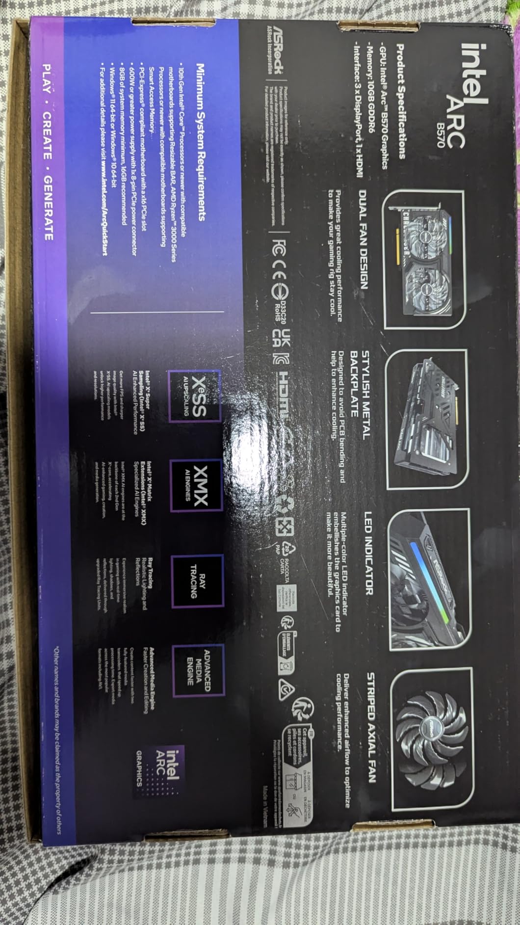 ASRock Intel Arc B570 Challenger 10GB OC GDDR6 Graphics Card, 2600 MHz GPU, 19 Gbps Memory, Dual Fan, Metal Backplate, HDMI 2.1a, DisplayPort 2.1, 0dB Cooling customer photo 2