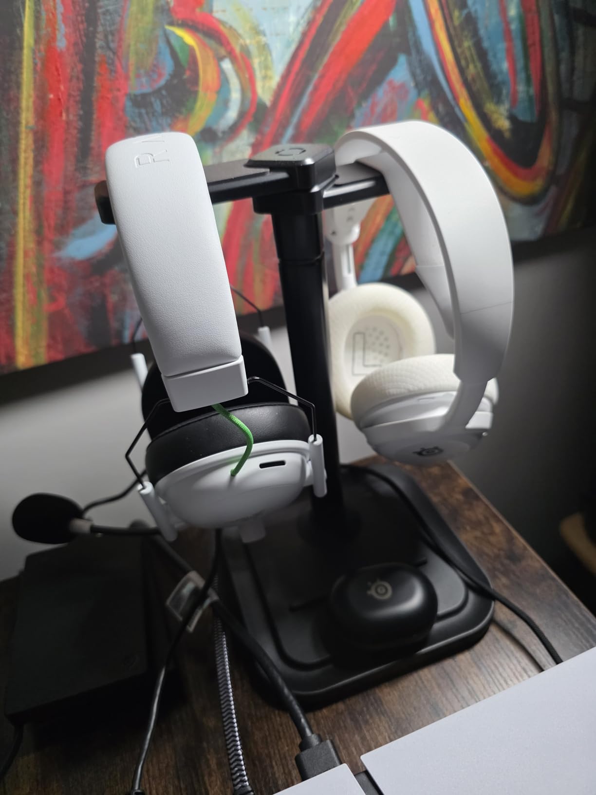 KDD Dual Headphone Stand for Desk - Rotatable Headset Hanger with Phone Holder - Removable Non-Slip Base for Gamers Desktop Accessories customer photo 1